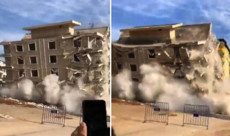 Depremde ağır hasar gören bina yıkım sırasında çöktü – Son Dakika Türkiye Haberleri