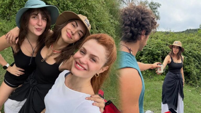 Eşiyle boşanma aşamasında olan Deniz Baysal dizi arkadaşlarıyla kampa çıktı